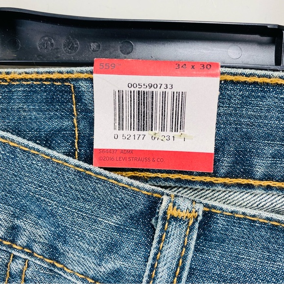 Levis 559 Denim Jeans Mens W 34 L 30 Blue Medium Wash New With Tags Relaxed Fit - Picture 4 of 9